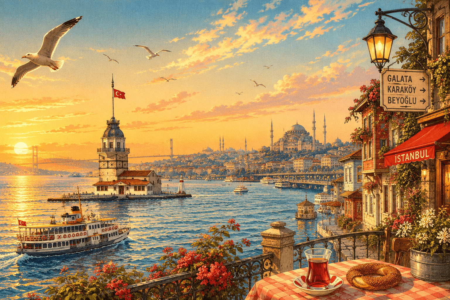 Istanbul waterfront at sunset